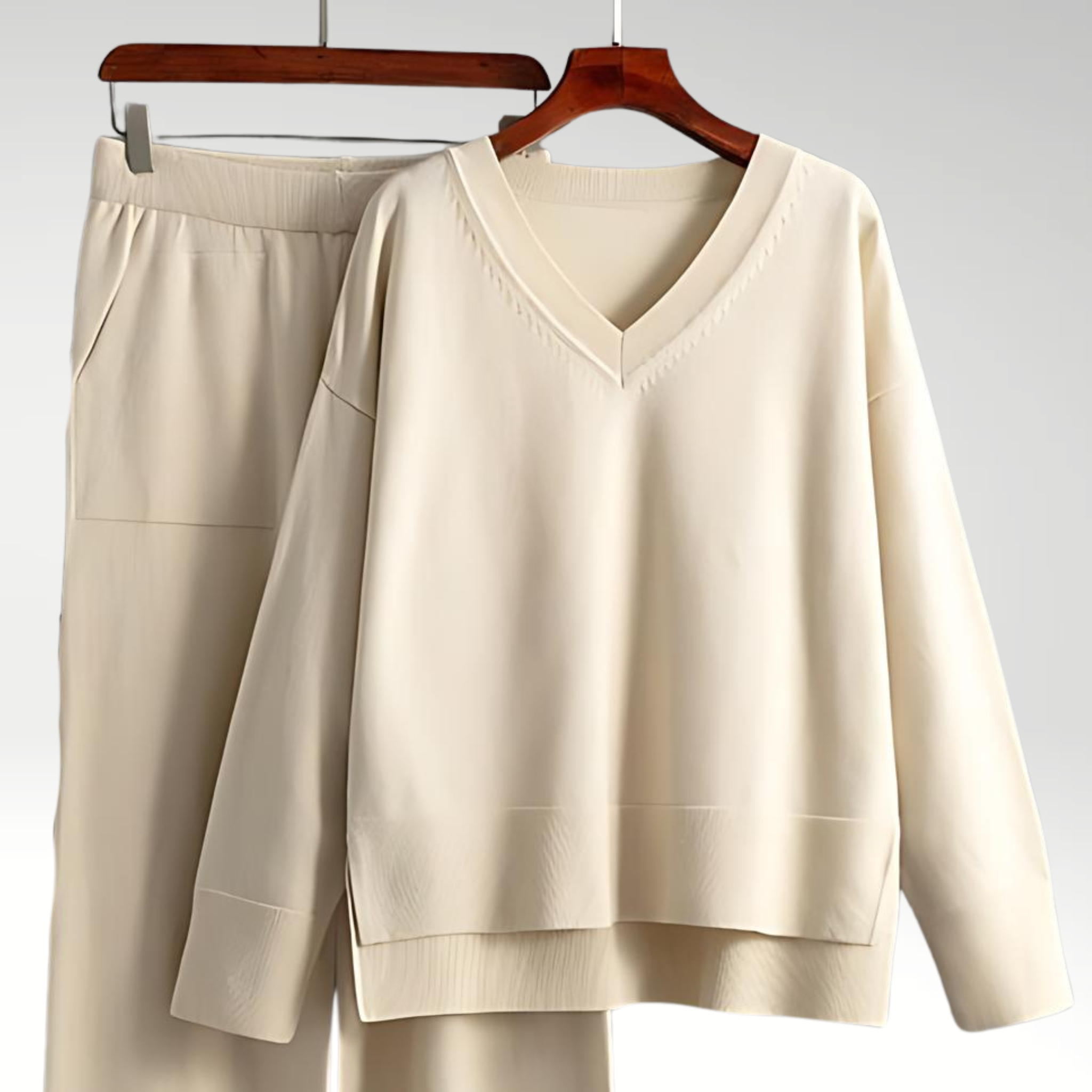 Emily | Elegant V-Neck Two-Piece Ensemble