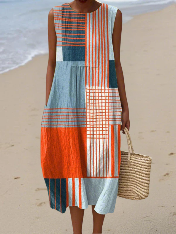 Kim™ Geometric Pattern Midi Dress