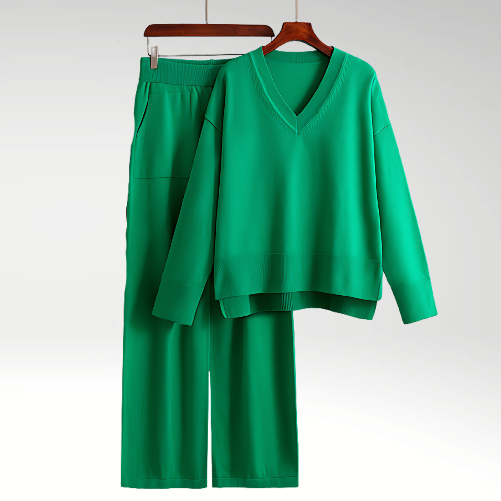 Emily | Elegant V-Neck Two-Piece Ensemble