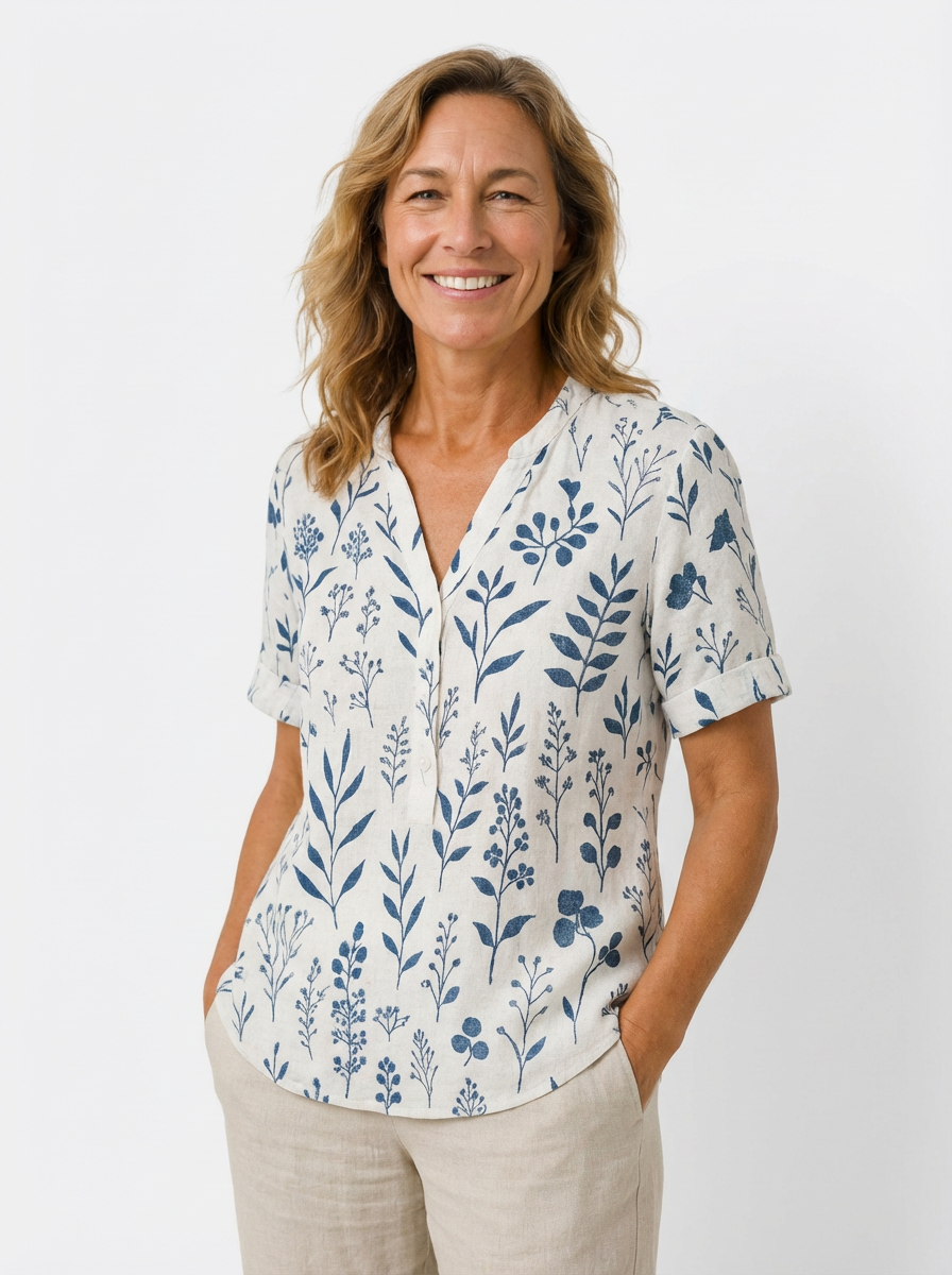Betsy | Relaxed Leaf Pattern Top