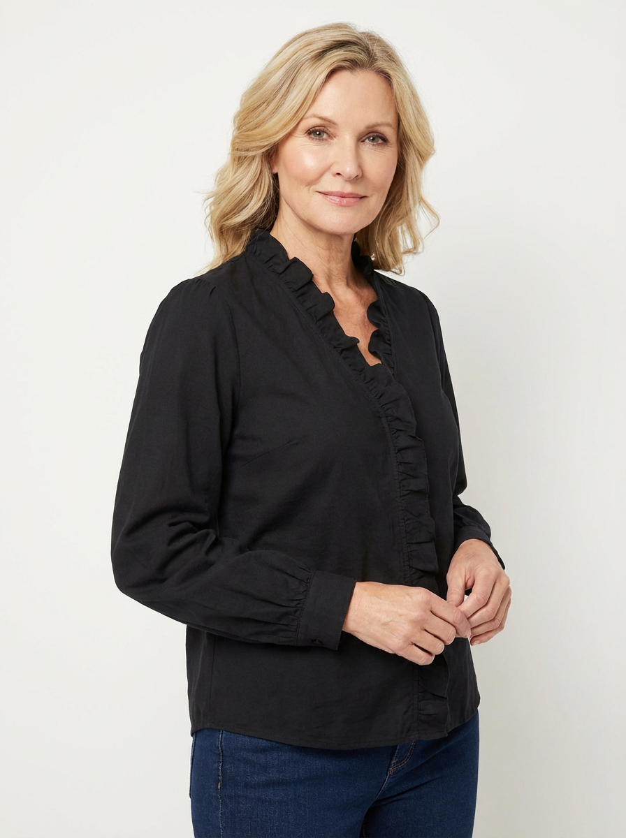 Maisie | Long Sleeve Blouse with Ruffled V-Neck