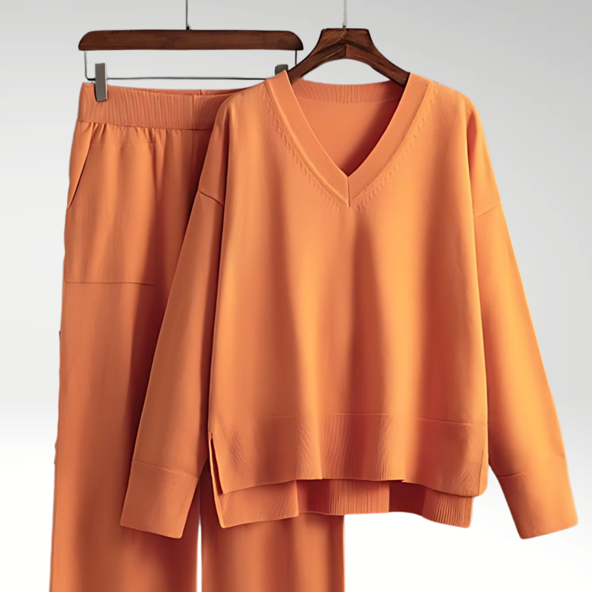 Emily | Elegant V-Neck Two-Piece Ensemble