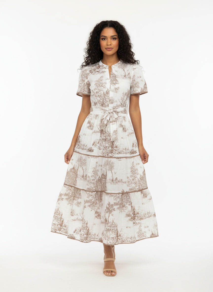 Blythe | Tiered Maxi Dress with Ruched Print