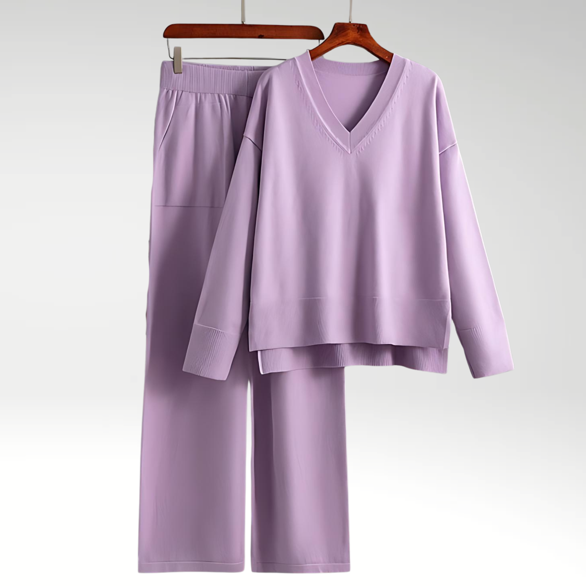 Emily | Elegant V-Neck Two-Piece Ensemble