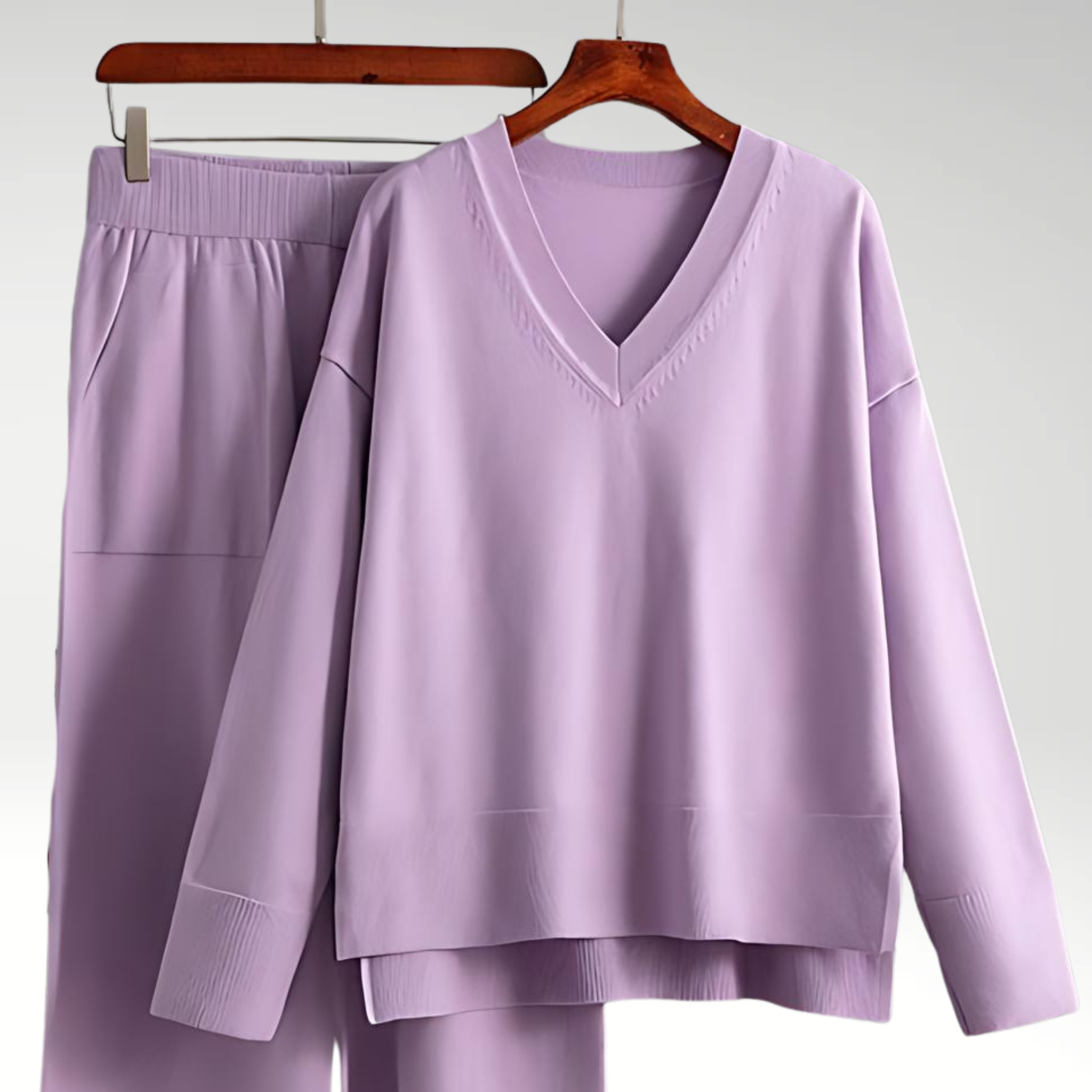 Emily | Elegant V-Neck Two-Piece Ensemble