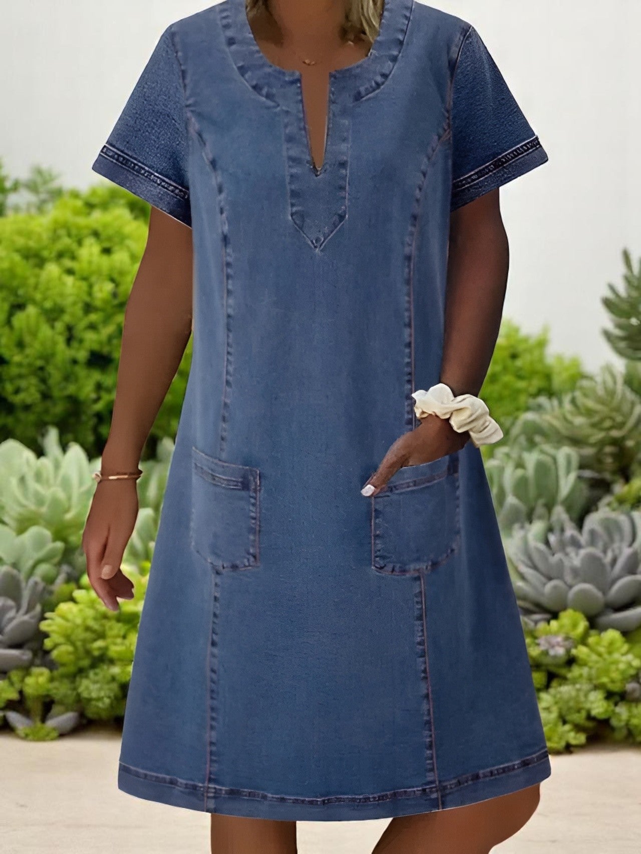 Orthelia™ Soft Denim Dress with Front Pockets