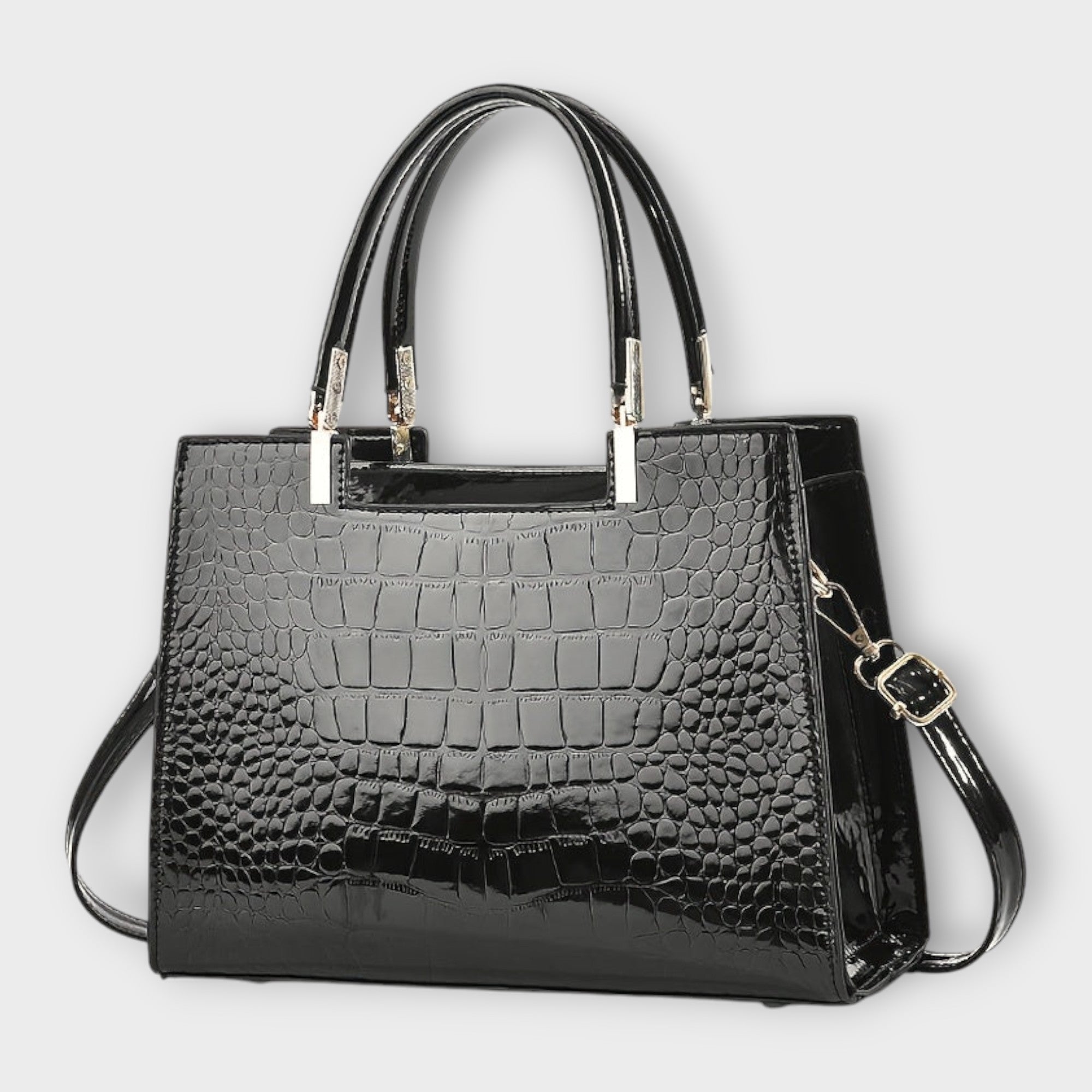 Olivia | Glossy Crocodile Pattern Handbag