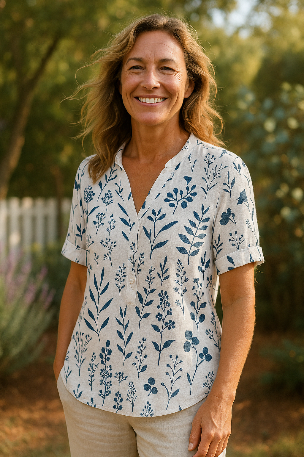 Betsy | Relaxed Leaf Pattern Top
