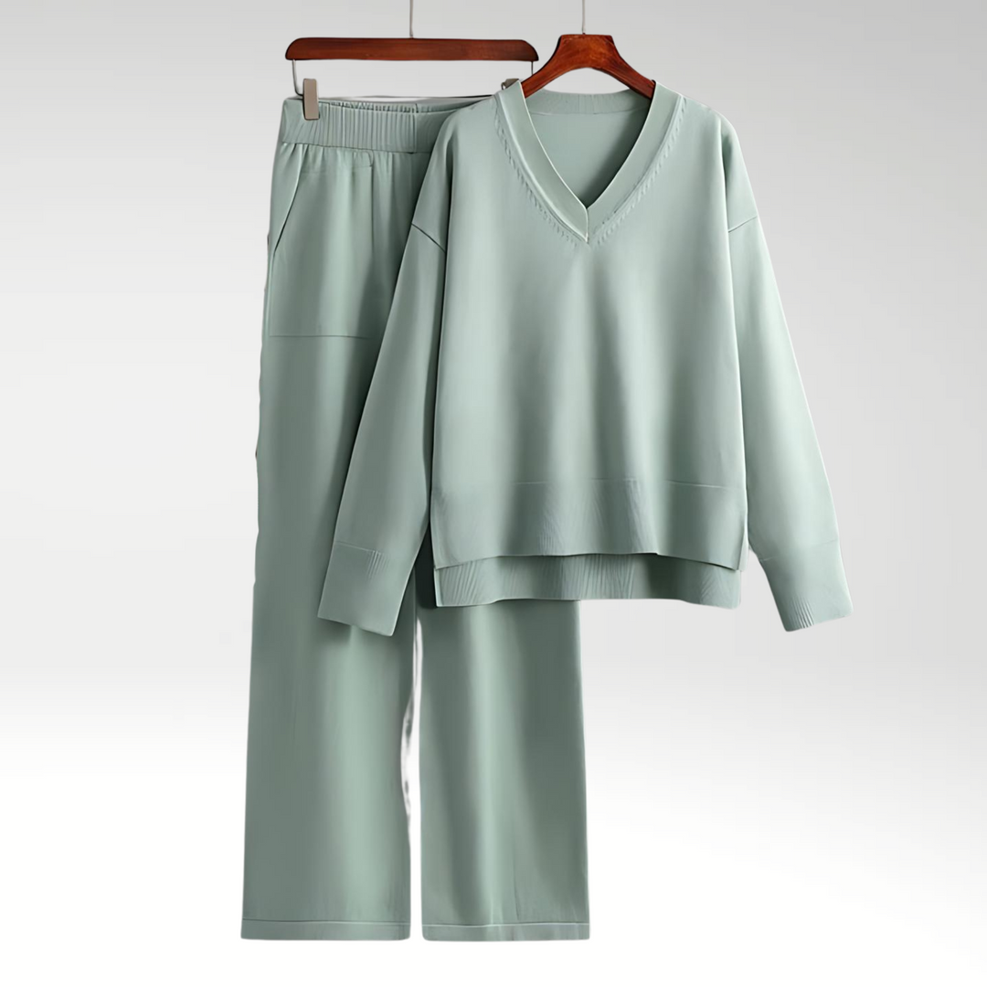 Carol | Elegant V-Neck Luxe Two-Piece Set