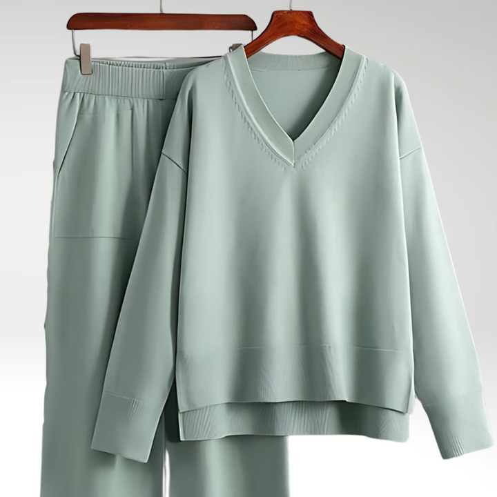 Carol | Elegant V-Neck Luxe Two-Piece Set