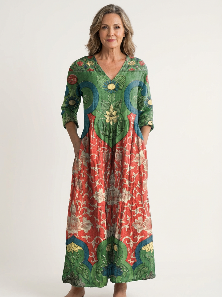 Elara | Retro Floral Pattern Dress