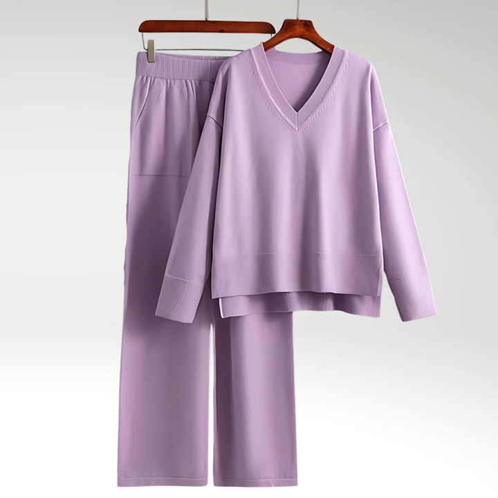 Carol | Elegant V-Neck Luxe Two-Piece Set