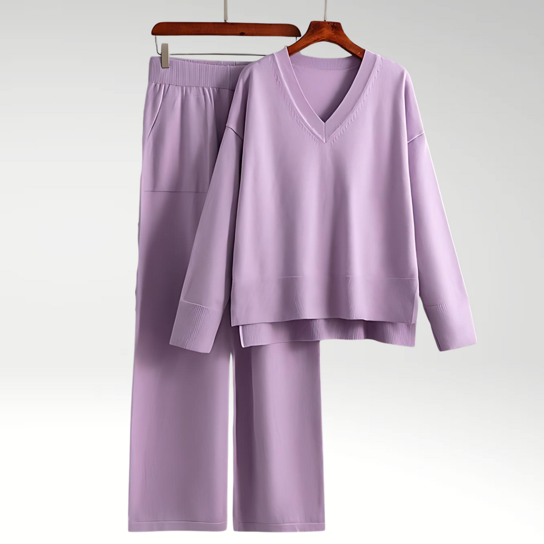 Emily | Elegant V-Neck Two-Piece Ensemble