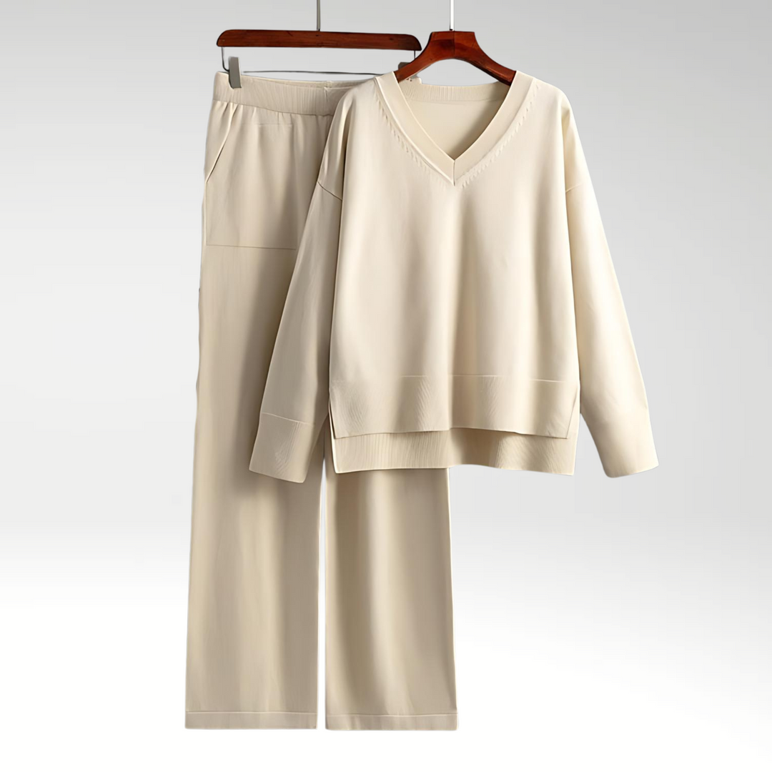 Carol | Elegant V-Neck Luxe Two-Piece Set
