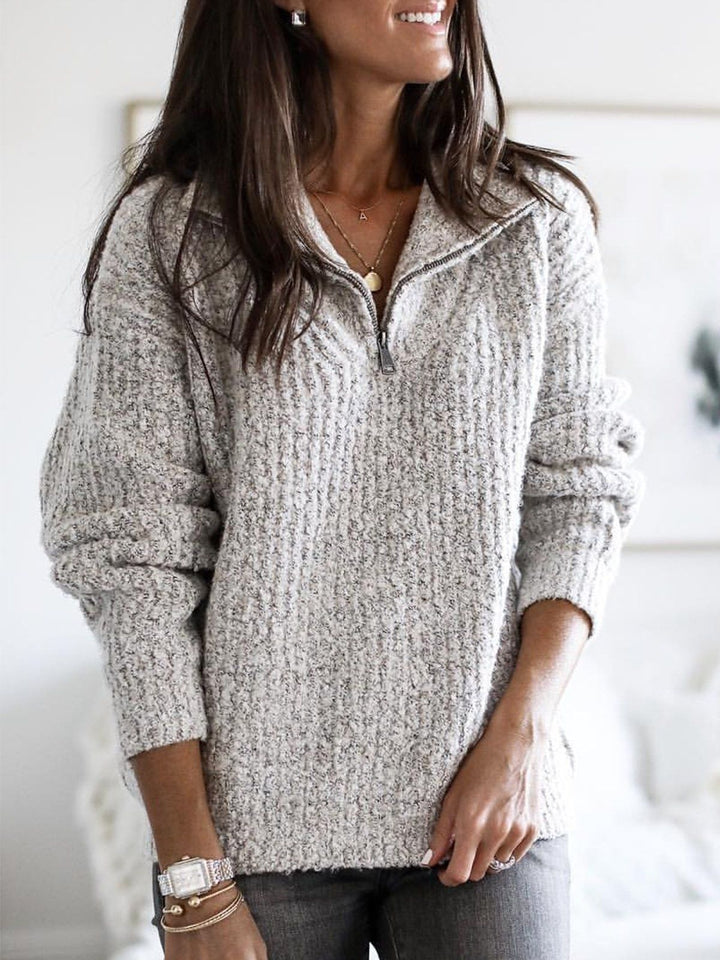 CAROLINE™ Ribbed Zip Knit cosy fit
