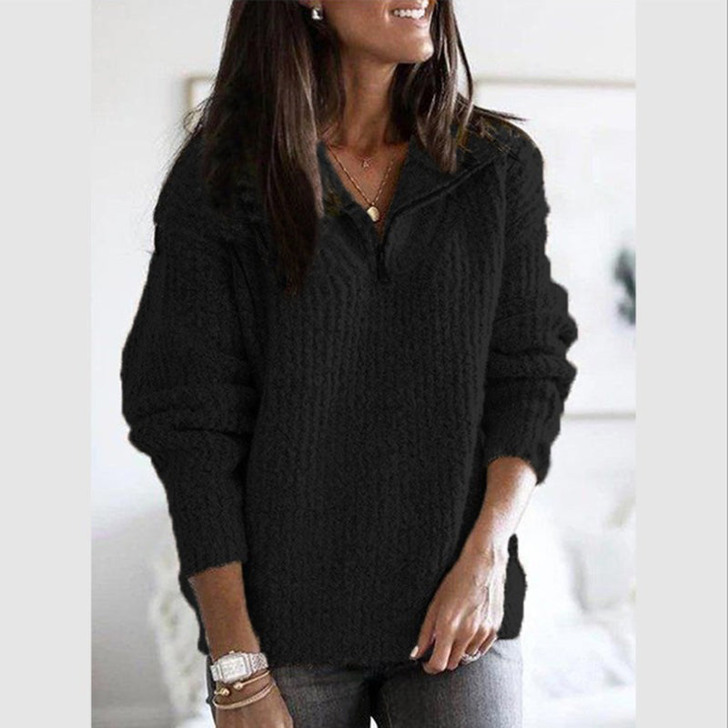 CAROLINE™ Ribbed Zip Knit cosy fit