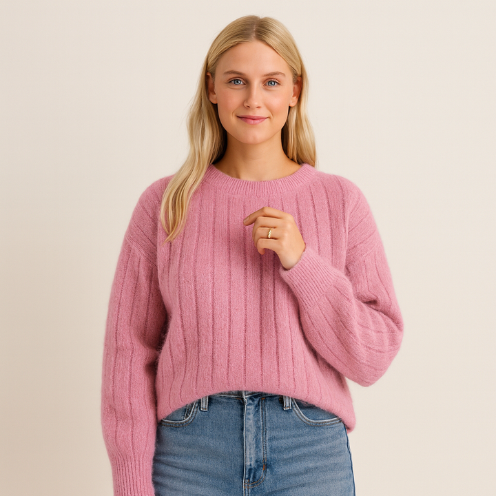 Soft Ribbed Knit Sweater for Women