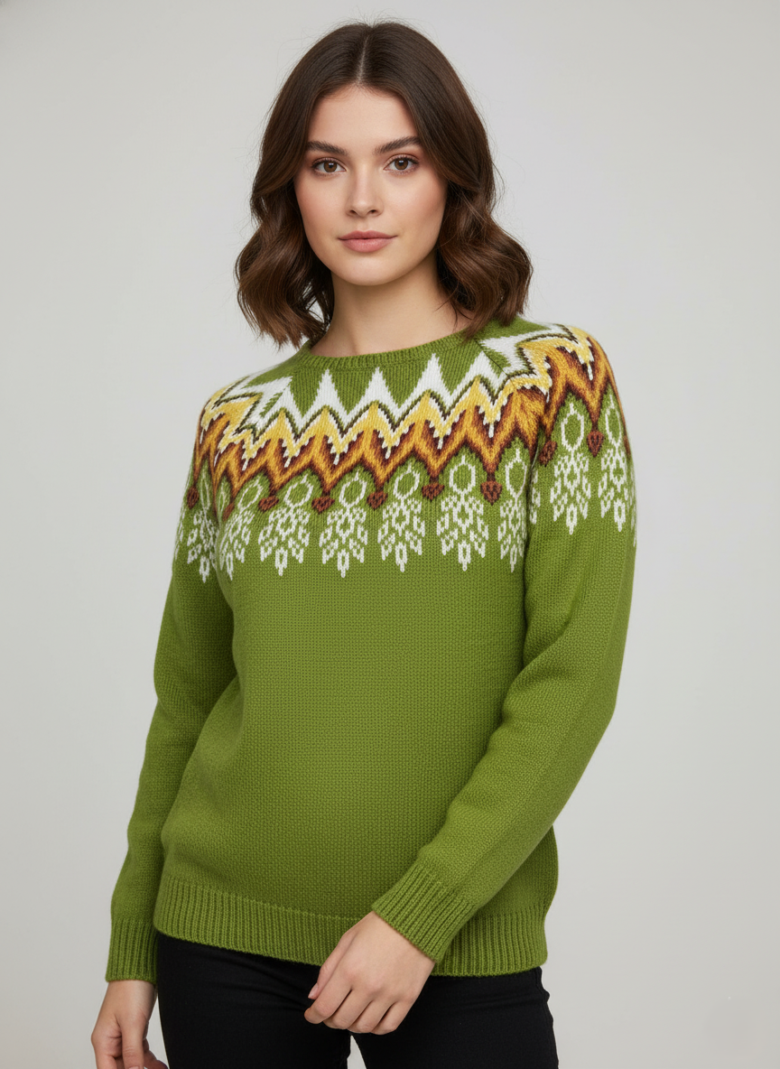 Women’s Casual Knit Sweater Cozy Printed Pullover