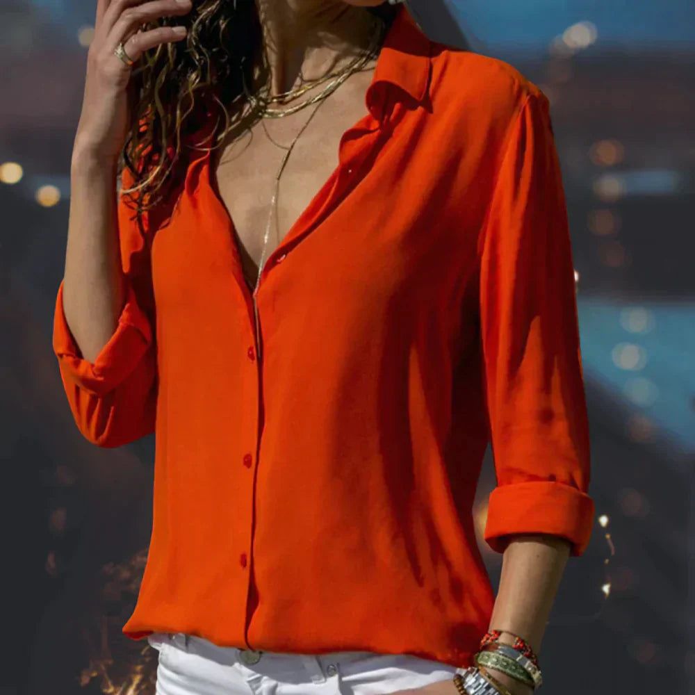 Elegant Button-Up Blouse with Classic Collar