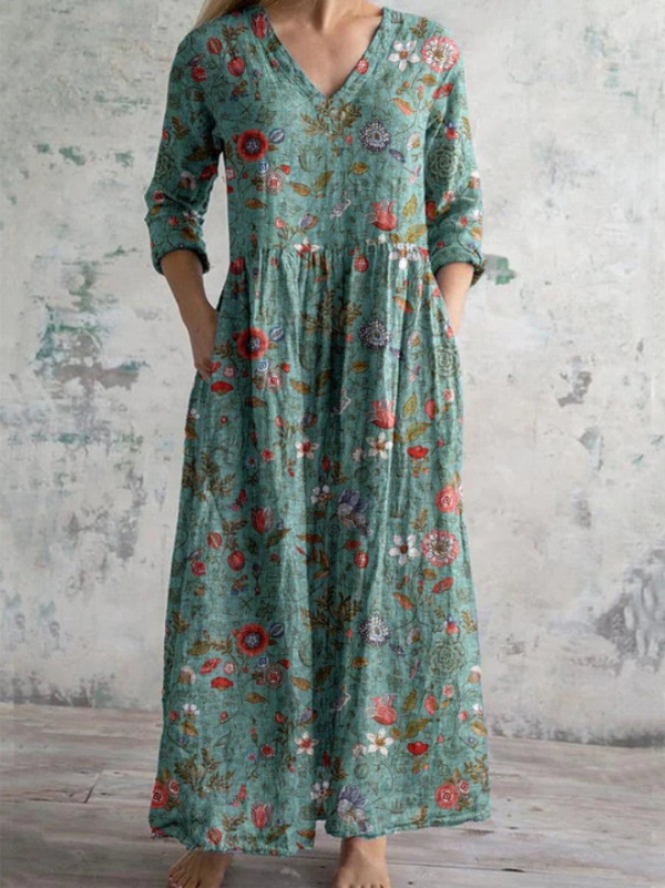 Elara | Retro Floral Pattern Dress