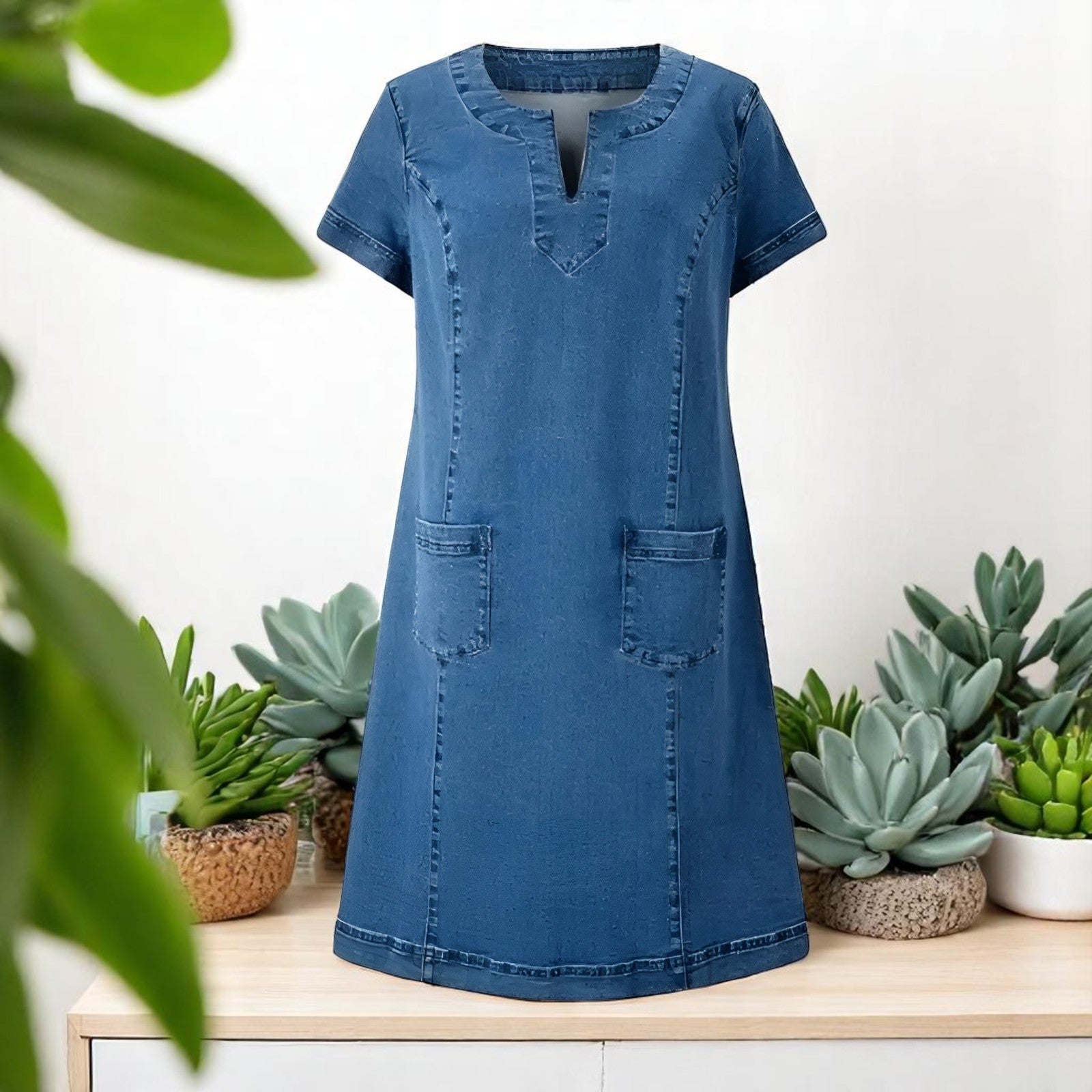Orthelia™ Soft Denim Dress with Front Pockets