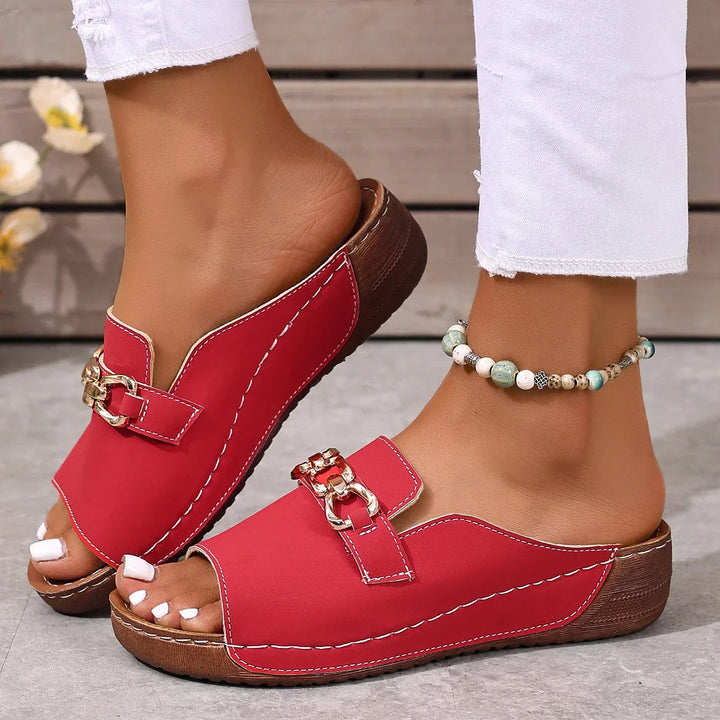 Amara | Chain Accent Slip-On Sandals