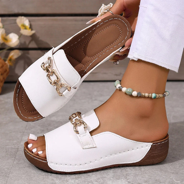 Amara | Chain Accent Slip-On Sandals