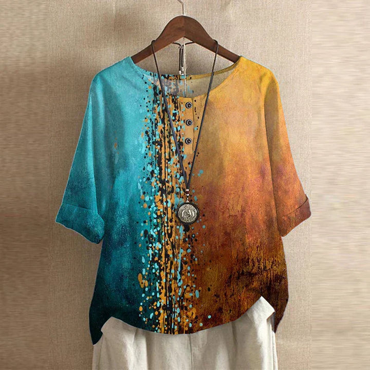 Women’s Vintage Floral Print Loose Fit Blouse