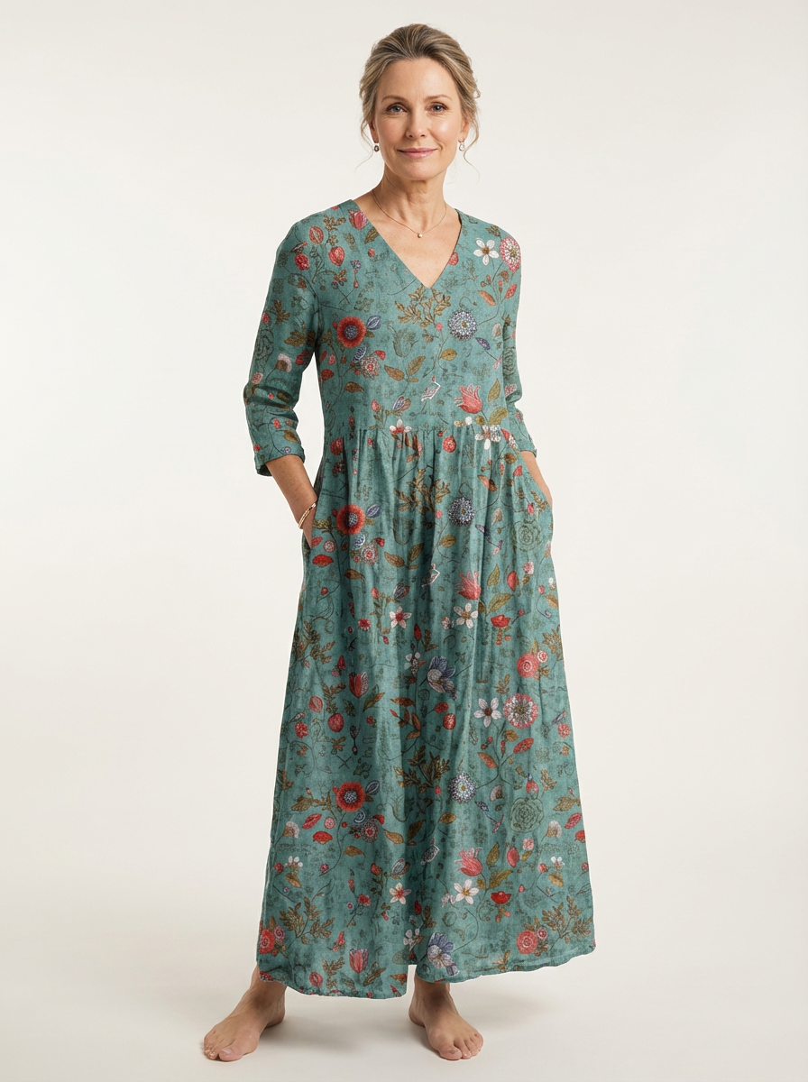 Elara | Retro Floral Pattern Dress