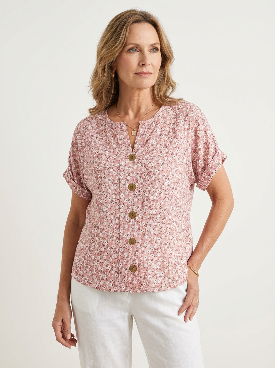 Jenna | Floral Print Button-Up Shirt