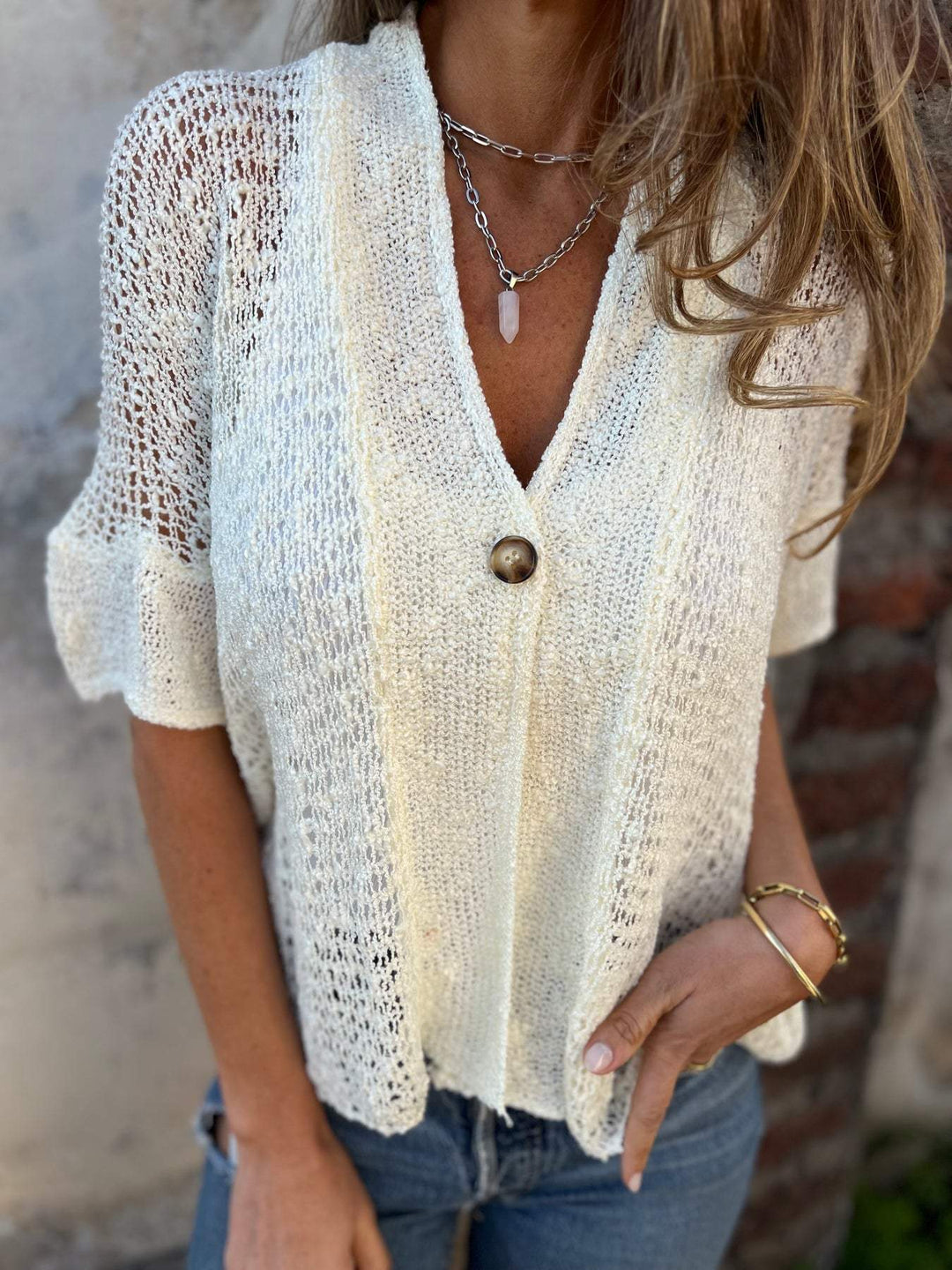 Liora | Lightweight Open-Knit Button Cardigan