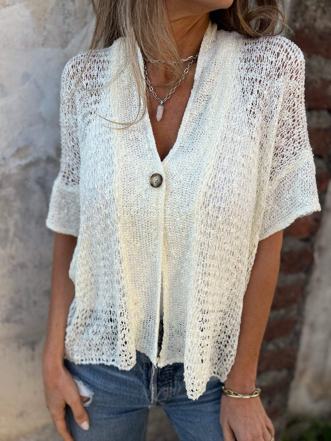 Liora | Lightweight Open-Knit Button Cardigan