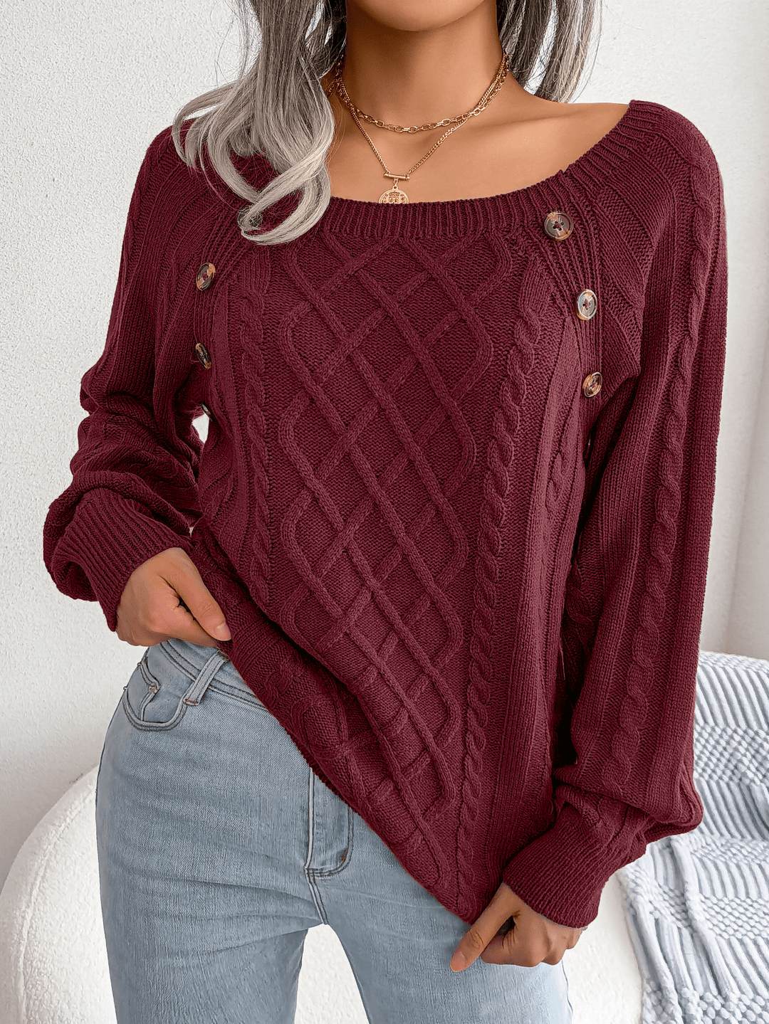 Liora | Elegant Button-Detail Sweater