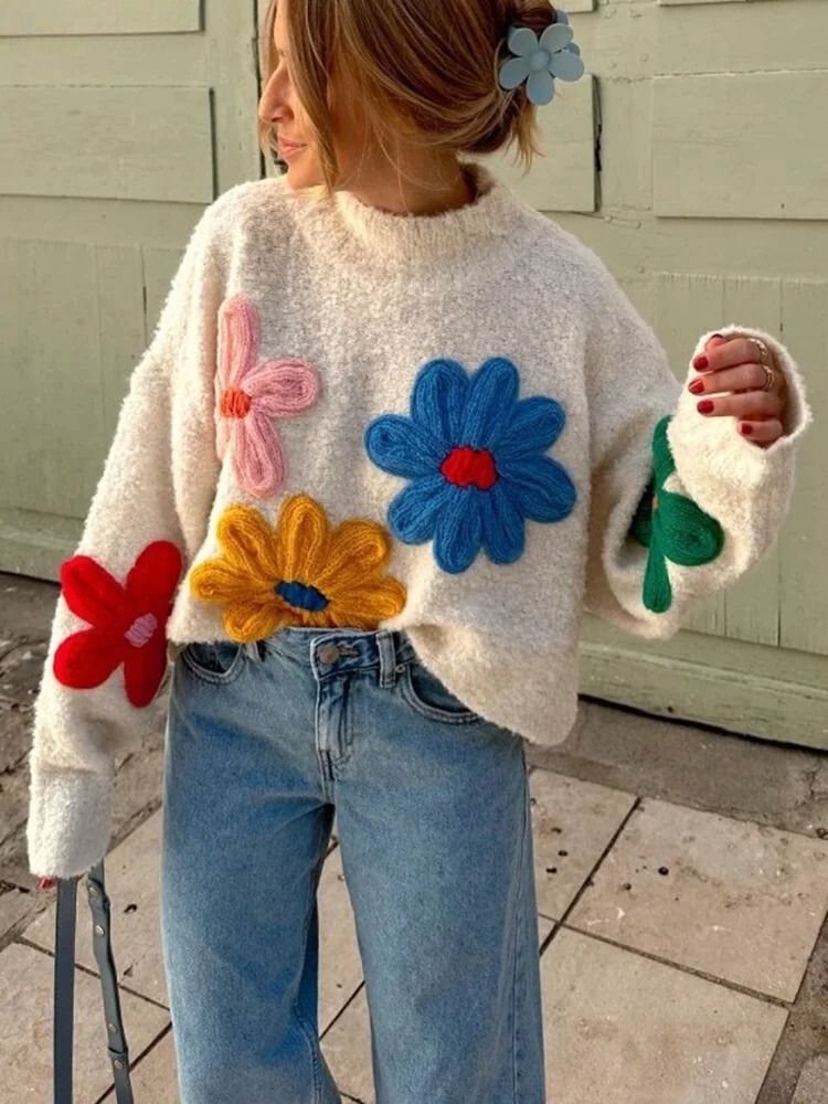 Narella | Floral Knit Women’s Sweater